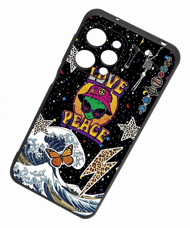 Etui do Xiaomi Redmi 12 4G malowane wzór 6 + szkło nakładka na plecki case love peace kosmos