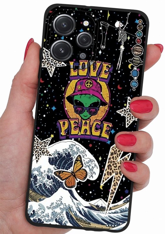 Etui do Xiaomi Redmi 12 4G malowane wzór 6 + szkło nakładka na plecki case love peace kosmos
