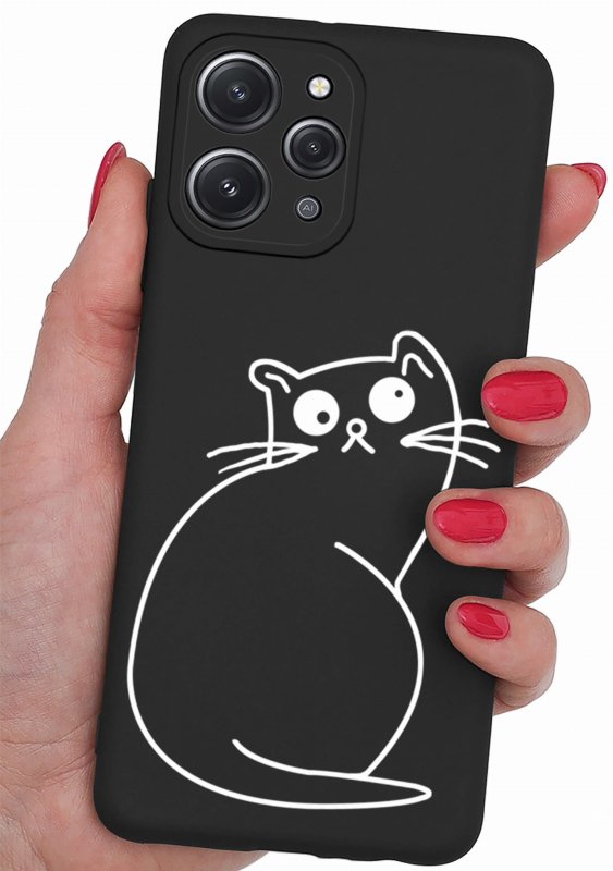 Etui do Xiaomi Redmi 12 4G malowane wzór 12 + szkło nakładka na plecki case kot