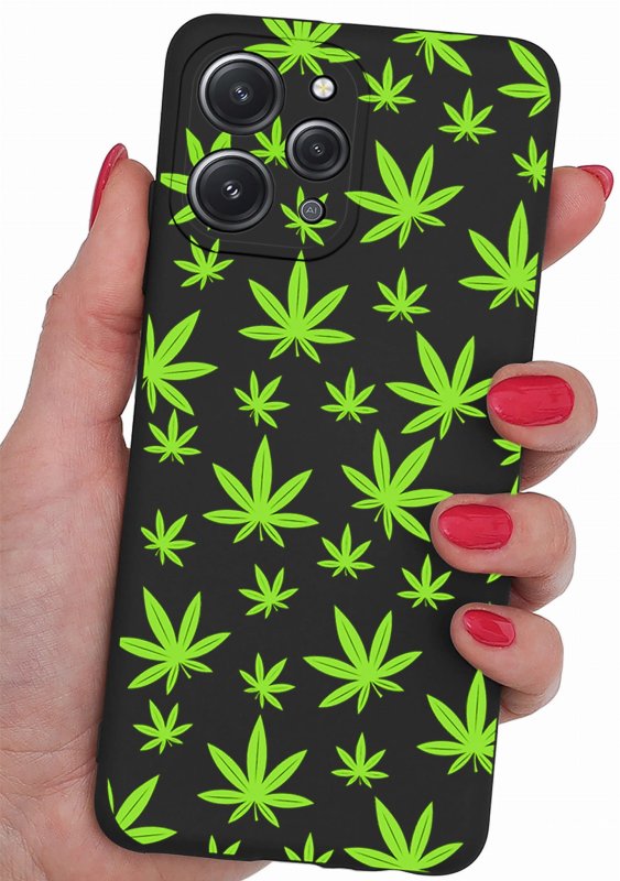 Etui do Xiaomi Redmi 12 4G malowane wzór 17 + szkło nakładka na plecki case liście marycha konopia zioło