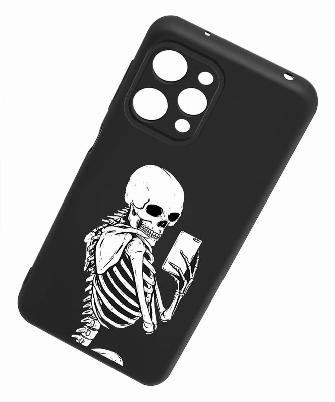 Etui do Xiaomi Redmi 12 4G malowane wzór 18 + szkło nakładka na plecki case kościotrup szkielet selfie
