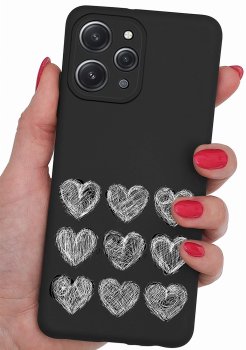 Etui do Xiaomi Redmi 12 4G malowane wzór serca + szkło