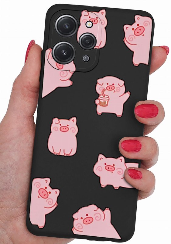 Etui do Xiaomi Redmi 12 4G malowane wzór 29 + szkło nakładka na plecki case świnki