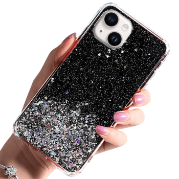 Etui do Iphone 13 / 14 czarne brokat  + szkło