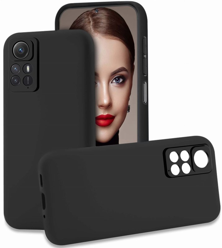 Etui do Xiaomi Redmi Note 12s czarne matowe + szkło nakładka na plecki case