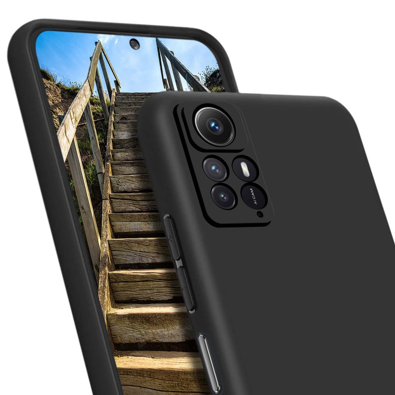 Etui do Xiaomi Redmi Note 12s czarne matowe + szkło nakładka na plecki case