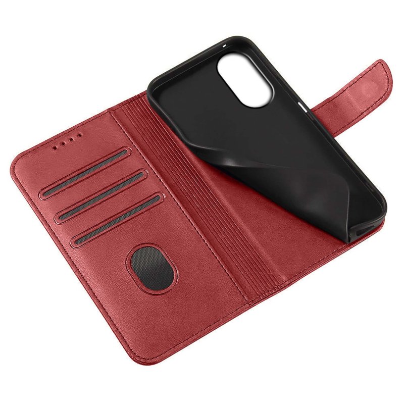 Etui do Oppo A98 5G bordowe skórzane z klapką + szkło pokrowiec kabura case zamykane