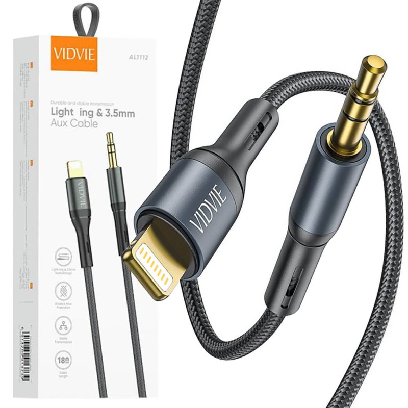 Kabel mini jack przejściówka Iphone czarny 1,8 m lightning