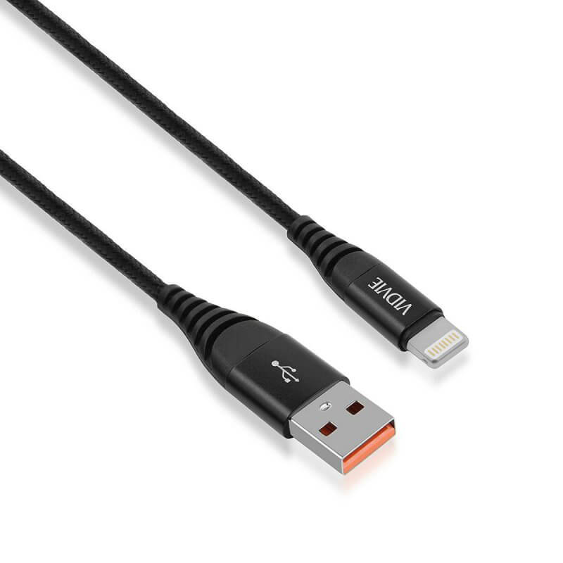 Kabel wzmacniany do Iphone czarny QC 3.0 1,2 metra