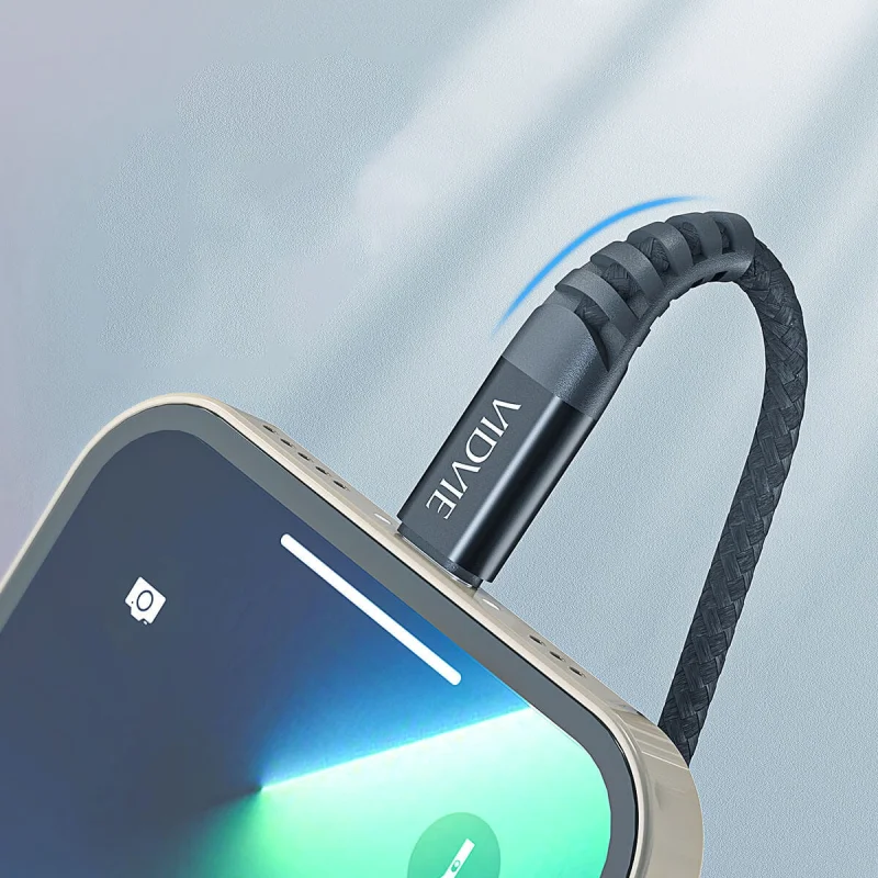 Kabel wzmacniany do Iphone czarny QC 3.0 1,2 metra