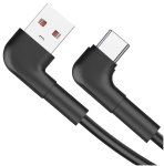 Kabel USB Typ-c szybkiego ładowania kątowy czarny 1m