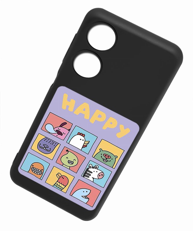 Etui do Oppo A78 5G / A58 5G malowane wzór 1 + szkło case nakładka na plecki happy