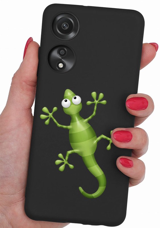 Etui do Oppo A78 5G / A58 5G malowane wzór 11 + szkło case nakładka na plecki case jaszczurka kameleon gad płaz salamandra