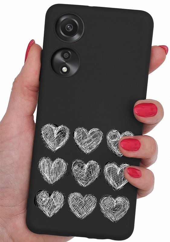 Etui do Oppo A78 5G / A58 5G malowane wzór 19 + szkło case nakładka na plecki case serca
