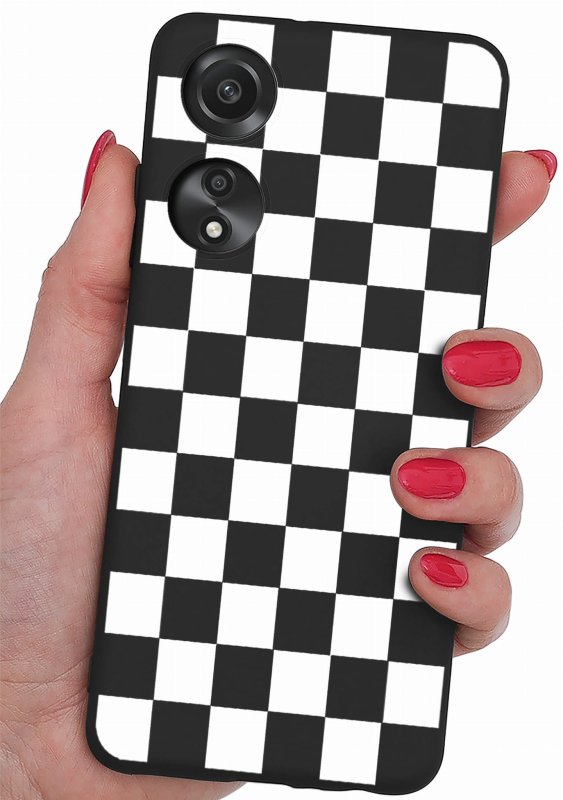 Etui do Oppo A78 5G / A58 5G malowane wzór 21 + szkło case nakładka na plecki case szachownica kratka