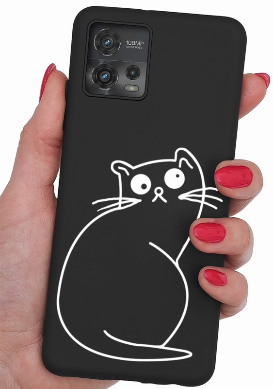 Etui do Motorola Moto G72 malowane wzór 12 + szkło nakładka na plecki case kot