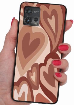 Etui do Motorola Moto G72 malowane wzór serca + szkło