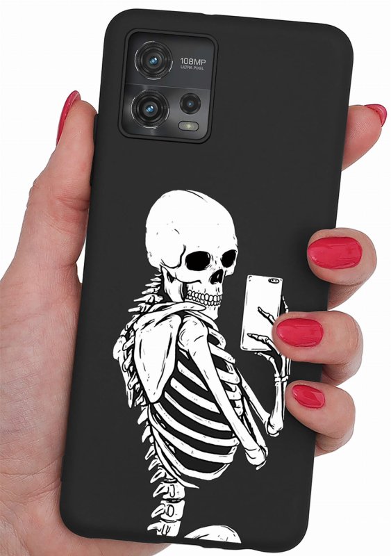 Etui do Motorola Moto G72 malowane wzór 18 + szkło nakładka na plecki case  szkielet kościotrup selfie