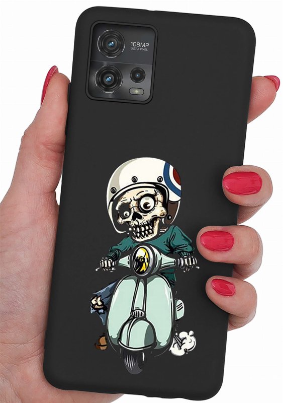 Etui do Motorola Moto G72 malowane wzór 20 + szkło nakładka na plecki case szkielet motor skuter