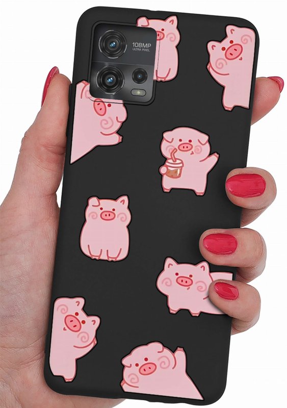 Etui do Motorola Moto G72 malowane wzór 30 + szkło nakładka na plecki case świnki