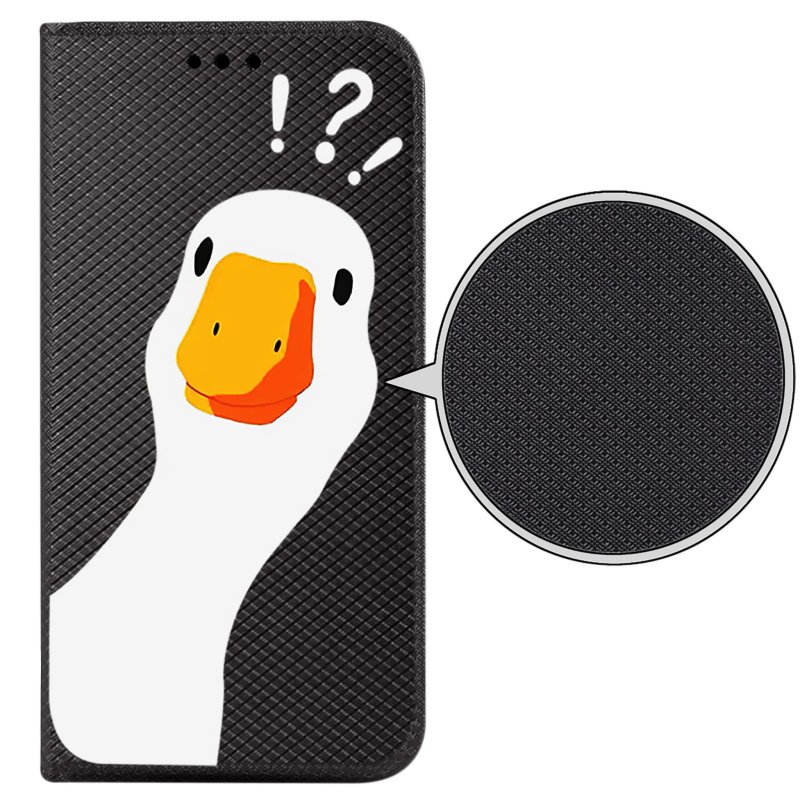 Etui do Motorola Moto G13 / G23 / G53 zamykane malowane wzór gęś pipa kaczka + szkło pokrowiec kabura case z klapką