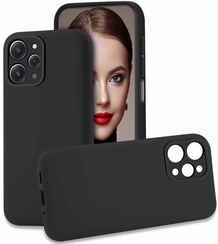 Etui do Xiaomi Redmi 12 4G czarne matowe + szkło nakładka na plecki case pudding mat