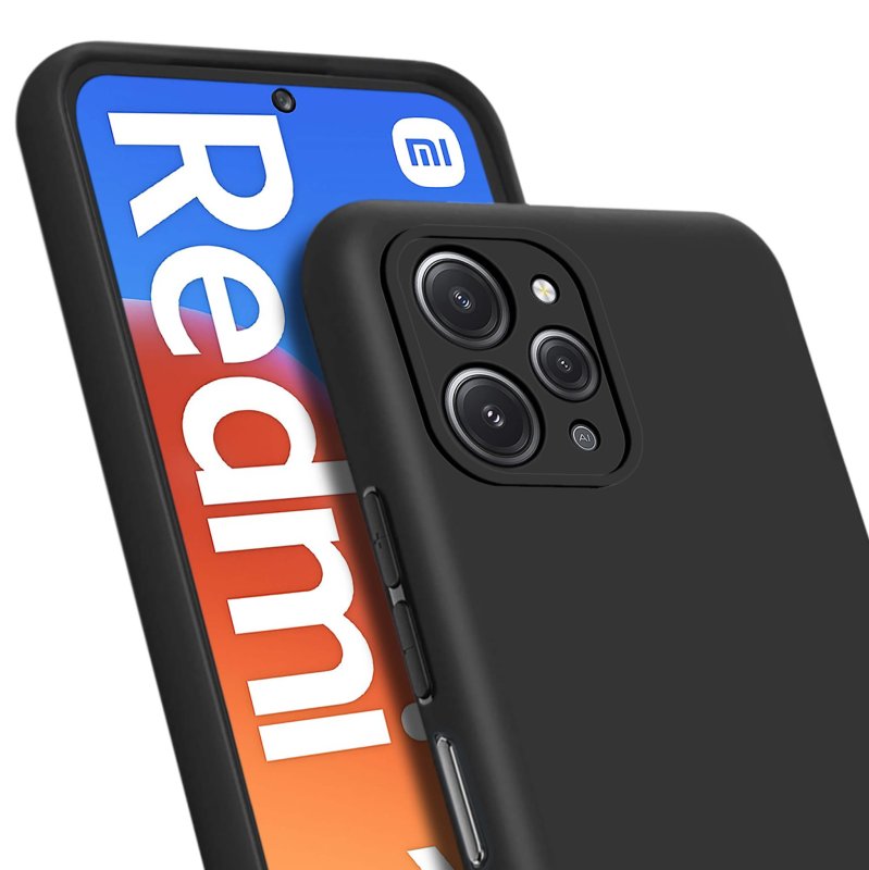 Etui do Xiaomi Redmi 12 4G czarne matowe + szkło nakładka na plecki case pudding mat
