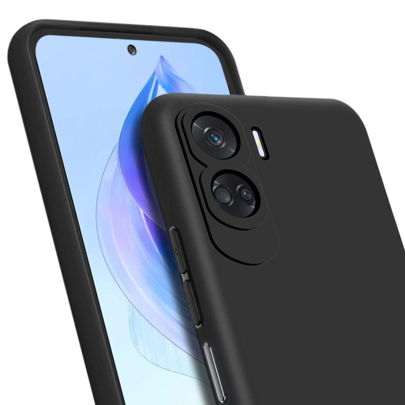 Etui do Honor 90 Lite 5G czarne matowe + szkło nakładka na plecki case pudding