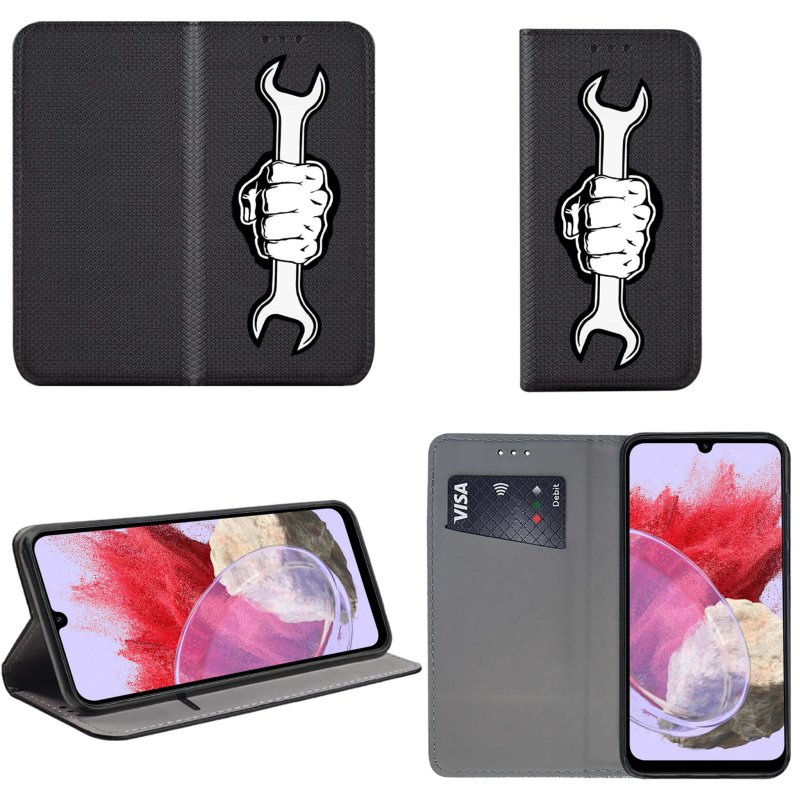 Etui do Samsung Galaxy M34 5G zamykane malowane wzór pięść + szkło pokrowiec kabura z klapka
