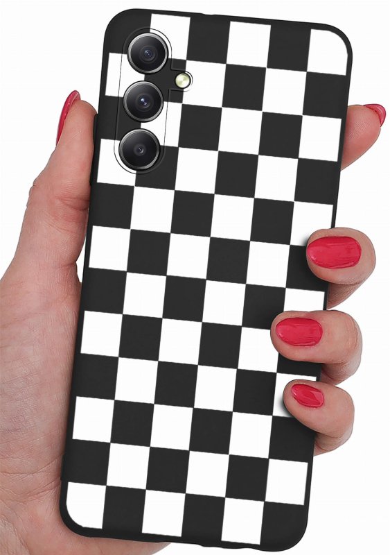 Etui do Samsung Galaxy S23 Fe malowane wzór + szkło nakładka na plecki case szachownica kratka