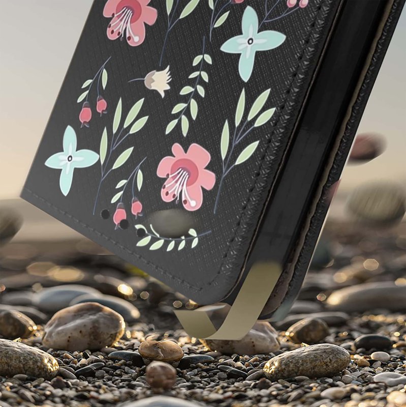 Etui do Motorola Moto Edge 40 zamykane malowane wzór kwiaty pokrowiec kabura case z kalpka
