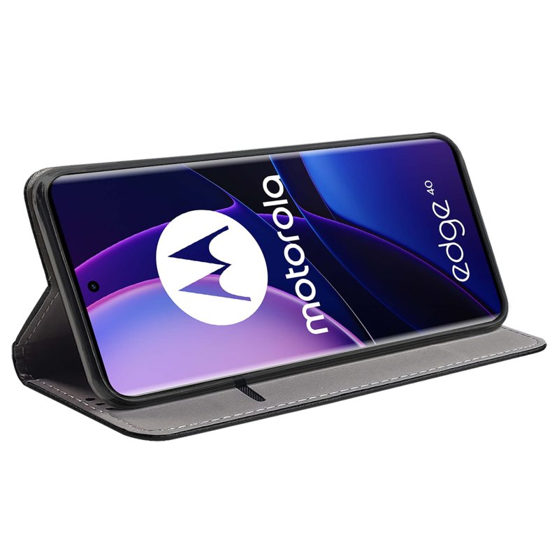 Etui do Motorola Moto Edge 40 zamykane czarne pokrowiec kabura case z klapą