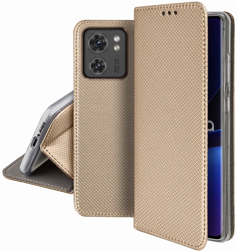 Etui do Motorola Moto Edge 40 zamykane złote pokrowiec kabura case z klapą