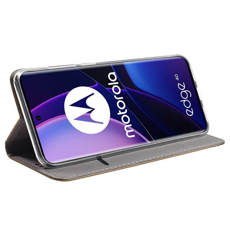 Etui do Motorola Moto Edge 40 zamykane złote pokrowiec kabura case z klapą