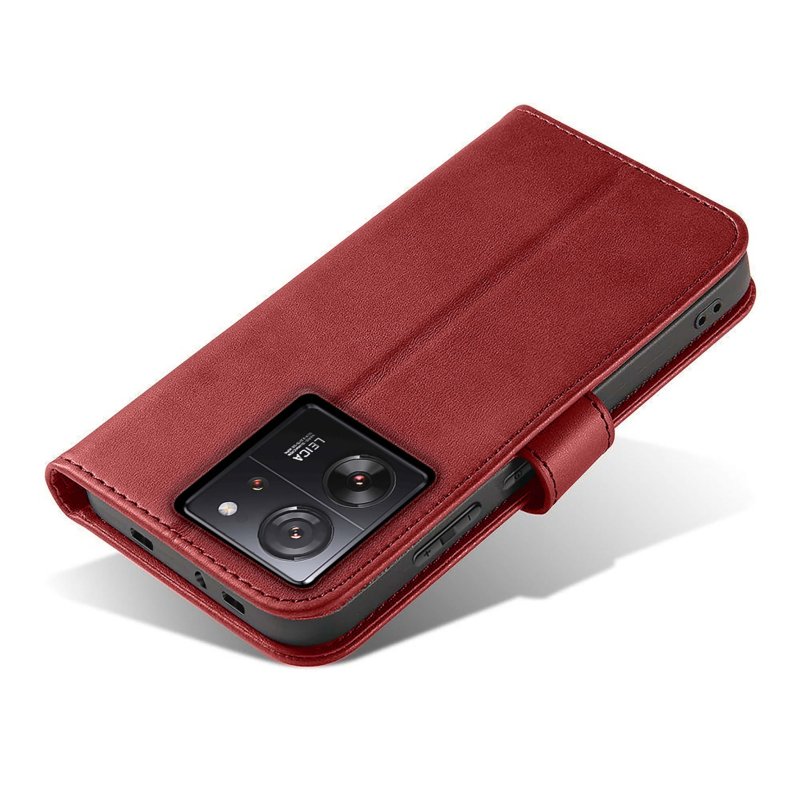 Etui do Xiaomi 13T / 13T Pro skórzane z klapka bordowe + szkło pokrowiec kabura case zamykane