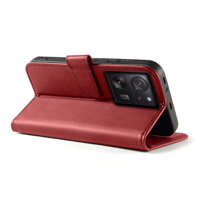 Etui do Xiaomi 13T / 13T Pro skórzane z klapka bordowe + szkło pokrowiec kabura case zamykane
