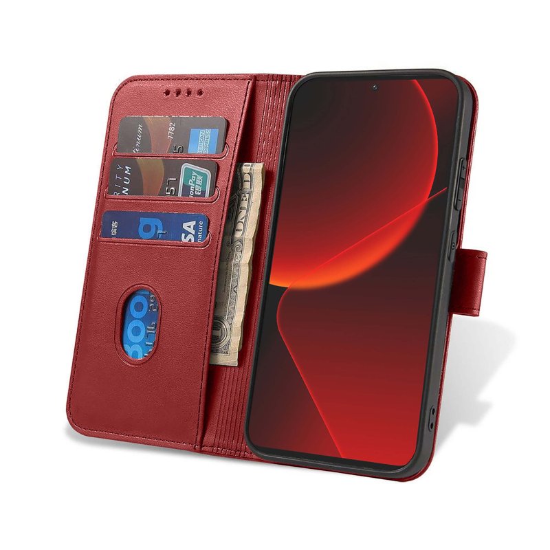Etui do Xiaomi 13T / 13T Pro skórzane z klapka bordowe + szkło pokrowiec kabura case zamykane
