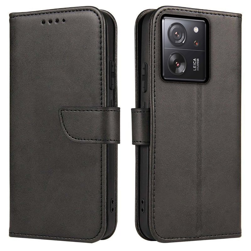 Etui do Xiaomi 13T / 13T Pro skórzane z klapka czarne + szkło pokrowiec kabura case zamykane