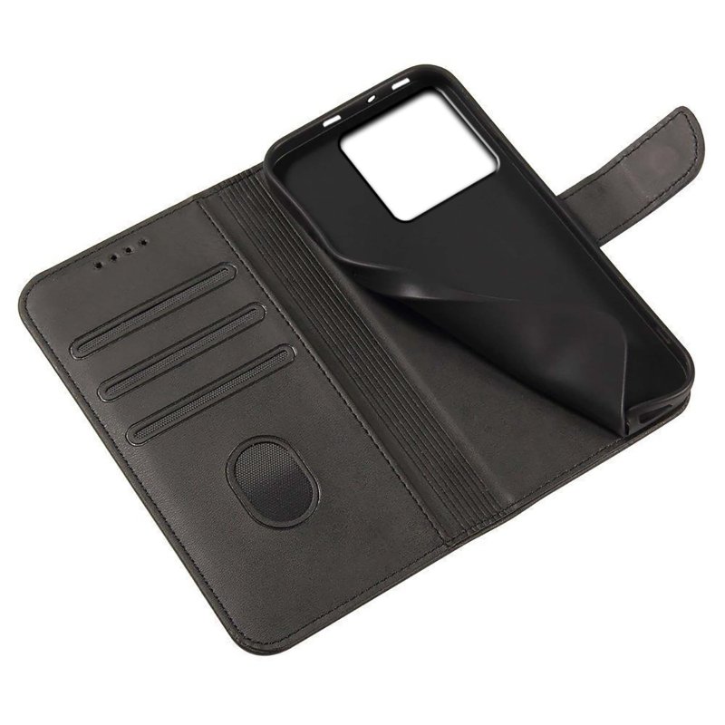 Etui do Xiaomi 13T / 13T Pro skórzane z klapka czarne + szkło pokrowiec kabura case zamykane