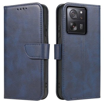 Etui do Xiaomi 13T / 13T Pro skórzane z klapka granatowe + szkło