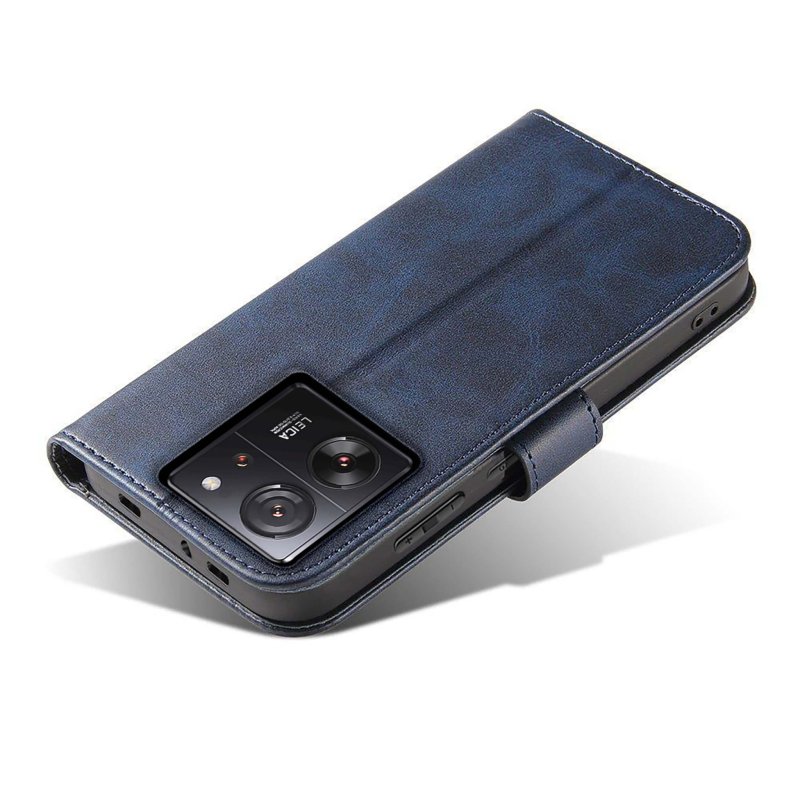 Etui do Xiaomi 13T / 13T Pro skórzane z klapka granatowe + szkło pokrowiec kabura case zamykane