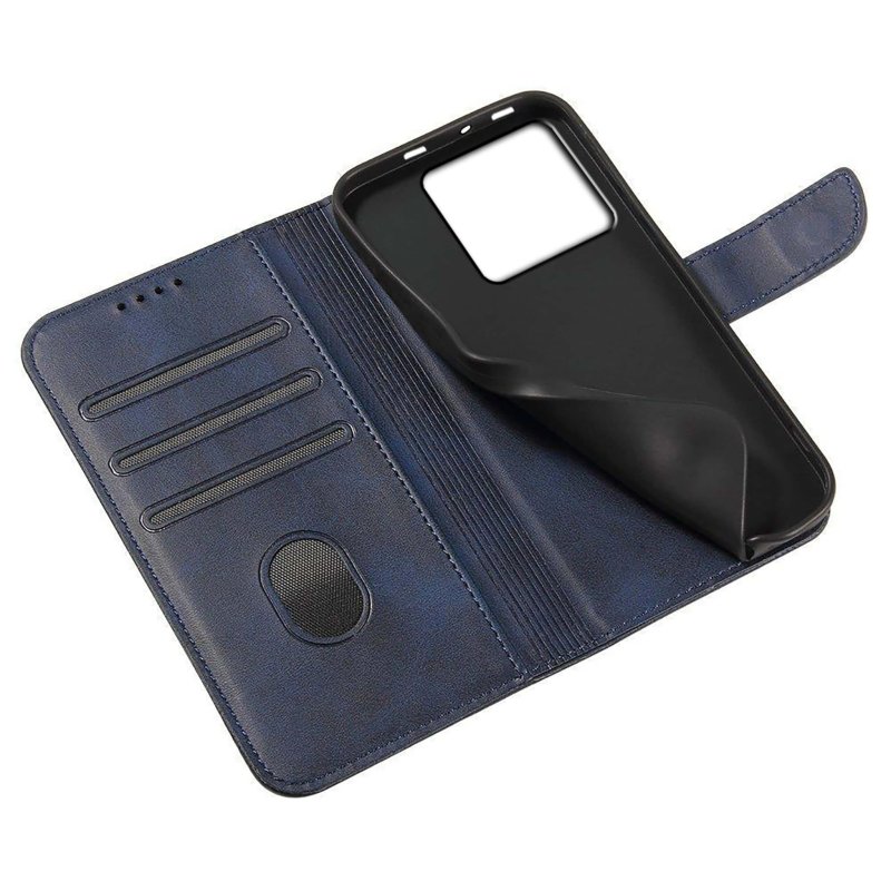 Etui do Xiaomi 13T / 13T Pro skórzane z klapka granatowe + szkło pokrowiec kabura case zamykane