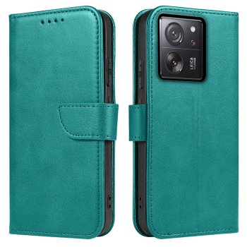 Etui do Xiaomi 13T / 13T Pro skórzane z klapka turkusowe + szkło