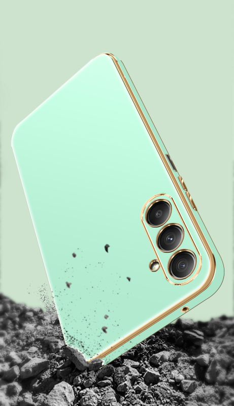 Etui do Samsung Galaxy M34 5G ze złota ramką mietowe + szkło nakładka na plecki case