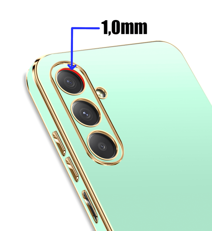 Etui do Samsung Galaxy M34 5G ze złota ramką mietowe + szkło nakładka na plecki case