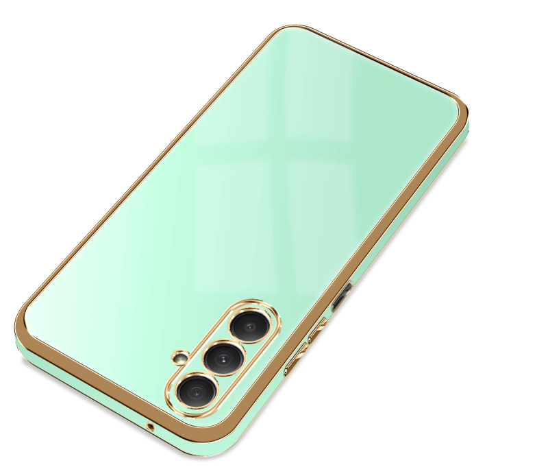 Etui do Samsung Galaxy M34 5G ze złota ramką mietowe + szkło nakładka na plecki case