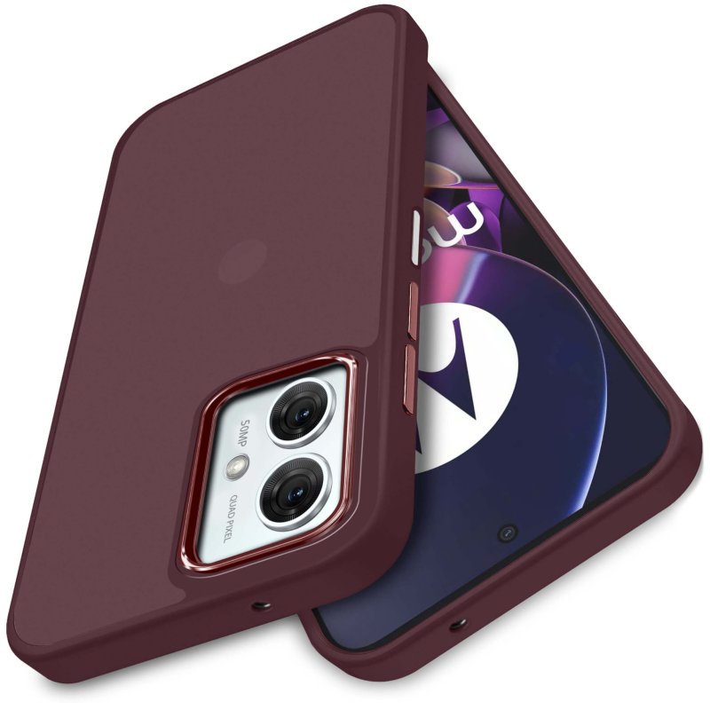 Etui do Motorola Moto G54 5G burgundowe matowe + szkło nakładka na plecki case satynowe