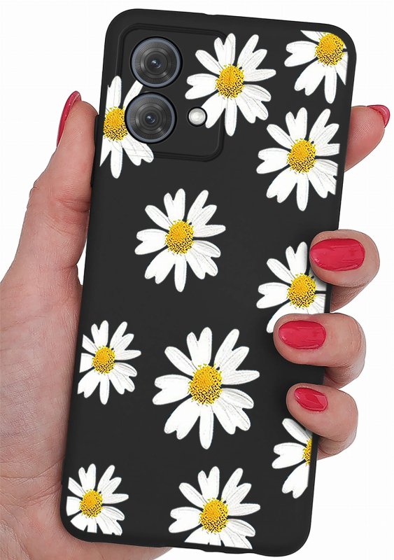 Etui do Motorola Moto G84 5G malowane wzór + szkło nakładka na plecki case margaretki rumianek kwiatki