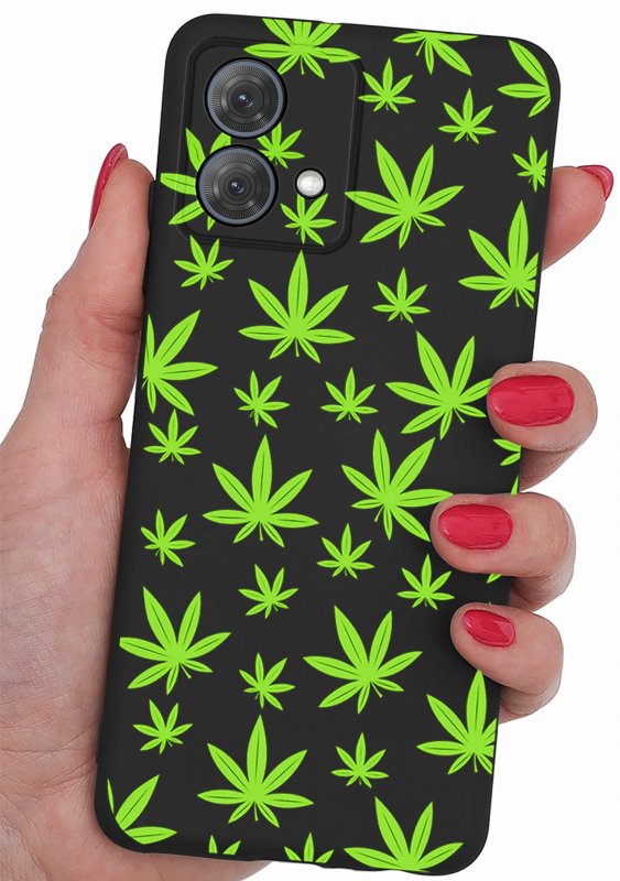Etui do Motorola Moto G84 5G malowane wzór + szkło nakładka na plecki case liscie marycha konopia zioło