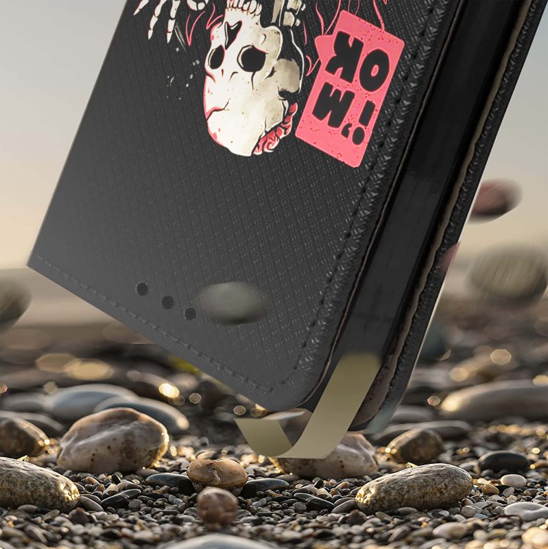 Etui do Motorola Moto G84 5G zamykane malowane wzór szkielet + szkło pokrowiec kabura case z klapką